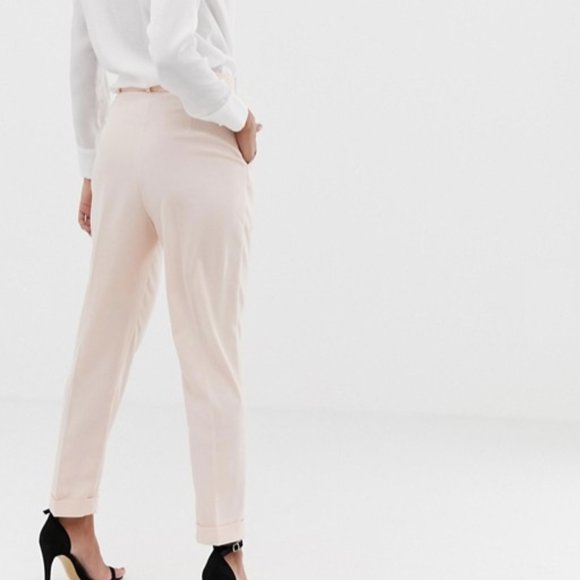ASOS DESIGN woven peg trousers with obi tie - Picture 2 of 5